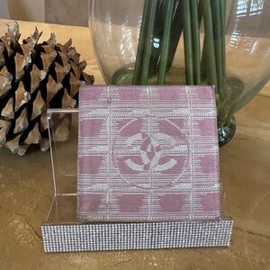 💕 CHANEL DARK PINK/MAUVE CLOTH & LEATHER BIFOLD WALLET